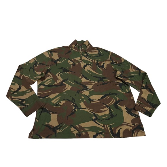 Polo Ralph Lauren Mens Camouflage Quarter Zip Pullover XL Green Brown Camo NWT